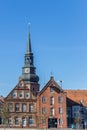 Tower of the Cosmas and Damian church over houses in Stade Royalty Free Stock Photo