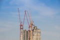 Tower crain construction building in blue sky