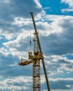 Tower crane assembly. Installation of a construction crane.