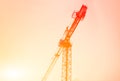 Tower crane. building. sunset with effect. Royalty Free Stock Photo