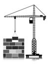 Tower crane builds the house of blocks Royalty Free Stock Photo