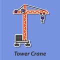 Tower crane color flat icon.