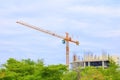 Tower crane in Construction buildings the city on sky background with copy space add text Royalty Free Stock Photo