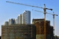 Tower crane in construction site,In the construction of large buildings