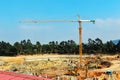 Tower crane in construction site,In the construction of large buildings Royalty Free Stock Photo