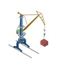 Tower crane with container isometric 3D element