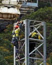 Tower Crane disassembly. Removal of the Turntable. Photo Series Royalty Free Stock Photo