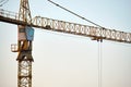 Tower crane at high residential apartment buildings construction site. Real estate development Royalty Free Stock Photo