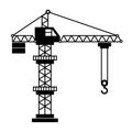 Tower Crane Icon in White Background. Vector Royalty Free Stock Photo