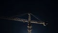 Tower crane illuminated against a dark night sky symbolizes heavy construction and industrial development projects Royalty Free Stock Photo