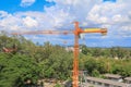 Tower crane industry, Construction buildings in site on sky background Royalty Free Stock Photo