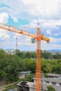 Tower crane industry, Construction buildings in site on sky background Royalty Free Stock Photo