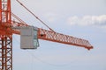Tower crane industry selective focus construction buildings site city on blue sky Royalty Free Stock Photo