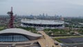 Tower Crane morning view of Stratford Olimpic Park and London Royalty Free Stock Photo