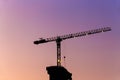 Tower crane silhouette at twilight Royalty Free Stock Photo