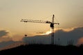 Tower crane at sunset Royalty Free Stock Photo