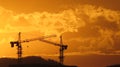 Tower crane at sunset