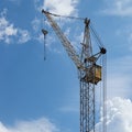 Tower Crane Top, Load Boom, Control Cab, Pulleys, Cables, Hook Suspension and Hook Slings Royalty Free Stock Photo