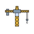 Tower crane vector icon symbol construction tools isolated on white background Royalty Free Stock Photo