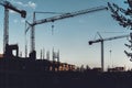 Tower Cranes on a construction site Royalty Free Stock Photo