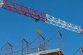 Tower cranes mark the presence of construction sites and the construction of a building Royalty Free Stock Photo