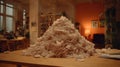 A Tower of Crumpled Paper: An Insight into Creativity, Chaos, and the Writing Process in a Lively Workspace Royalty Free Stock Photo