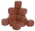 Tower cubes of chocolate close up isolated