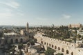 Tower of David or Jerusalem Citadel. Jerusalem, Israel. Courtyard, behind a high stone wall. Sightseeing in the Old town of Royalty Free Stock Photo