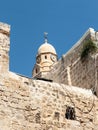 The Tower of David over the Tomb of King David in Dormition abbey in the Old City of Jerusalem, Israel