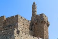 The tower of david rises above the walls of the old city of jerusalem Israel Royalty Free Stock Photo