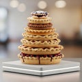 Tower of Delicious Mini Pies Stacked High on a White Stand Royalty Free Stock Photo