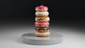 Tower of Deliciously Decorated Donuts on a Pedestal Royalty Free Stock Photo