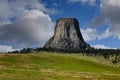 Summer Clouds over Devils Tower National Monument in Wyoming, Royalty Free Stock Photo