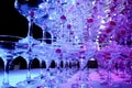 A tower of empty martini glasses with a cherry is on the table. Party at the Club Phaselis Rose Hotel in Kemer, Turkey, a festive Royalty Free Stock Photo