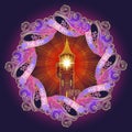 Tower of the Evening star. Fantasy concept drawing Royalty Free Stock Photo