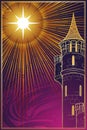 Tower of the Evening star. Fantasy concept drawing Royalty Free Stock Photo