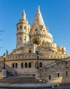 Tower of Fisherman Bastion at sunrise, Budapest, Hungary Royalty Free Stock Photo