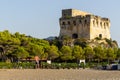 The tower of Fiuzzi near the beach of Praia a Mare. Praia a Mare, Italy, August 2020