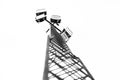 Tower with five floodlights to the sports arena Royalty Free Stock Photo