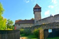 Tower of the fortified medieval saxon church in Calnic, Transylvania Royalty Free Stock Photo