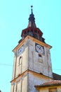 Tower of the fortified saxon church in the village Sanpetru, Transylvania