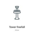 Tower freefall outline vector icon. Thin line black tower freefall icon, flat vector simple element illustration from editable