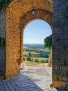 Tower gate entrance to Monteriggioni in Arme Italy