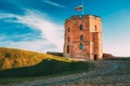 Tower Of Gediminas Gedimino In Vilnius, Lithuania. Historic Symbol Of The City Of Vilnius And Of Lithuania Itself. Royalty Free Stock Photo