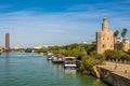 Tower of gold Torre del Oro with Guadalquivir river in Sevilla, Spain Royalty Free Stock Photo