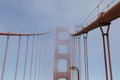 Tower of the Golden Gate Bridge in the fog, San Francisco Royalty Free Stock Photo