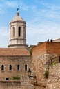 Tower of the gothic cathedral of Girona Royalty Free Stock Photo