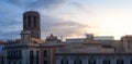 tower of the gothic Cathedral of the Holy Cross and Saint Eulalia