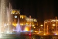 The Republic square at night: The fountain makes the difference. Royalty Free Stock Photo