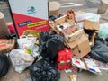 Tower Hamlets council bin strike, dumped rubbish bags and boxes.